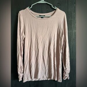 Alfani Tan Ruched Ribbed Long Sleeve Blouse